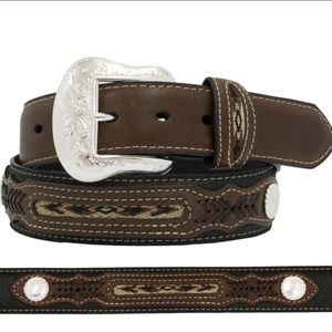 Men's New Nocona Inlay And Conchos Genuine Leather Belt (N2475701)